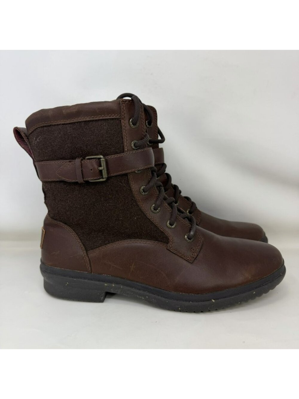 UGG Kesey Leather Waterproof Side Zip Buckle Boots Brown Women's Size 10
